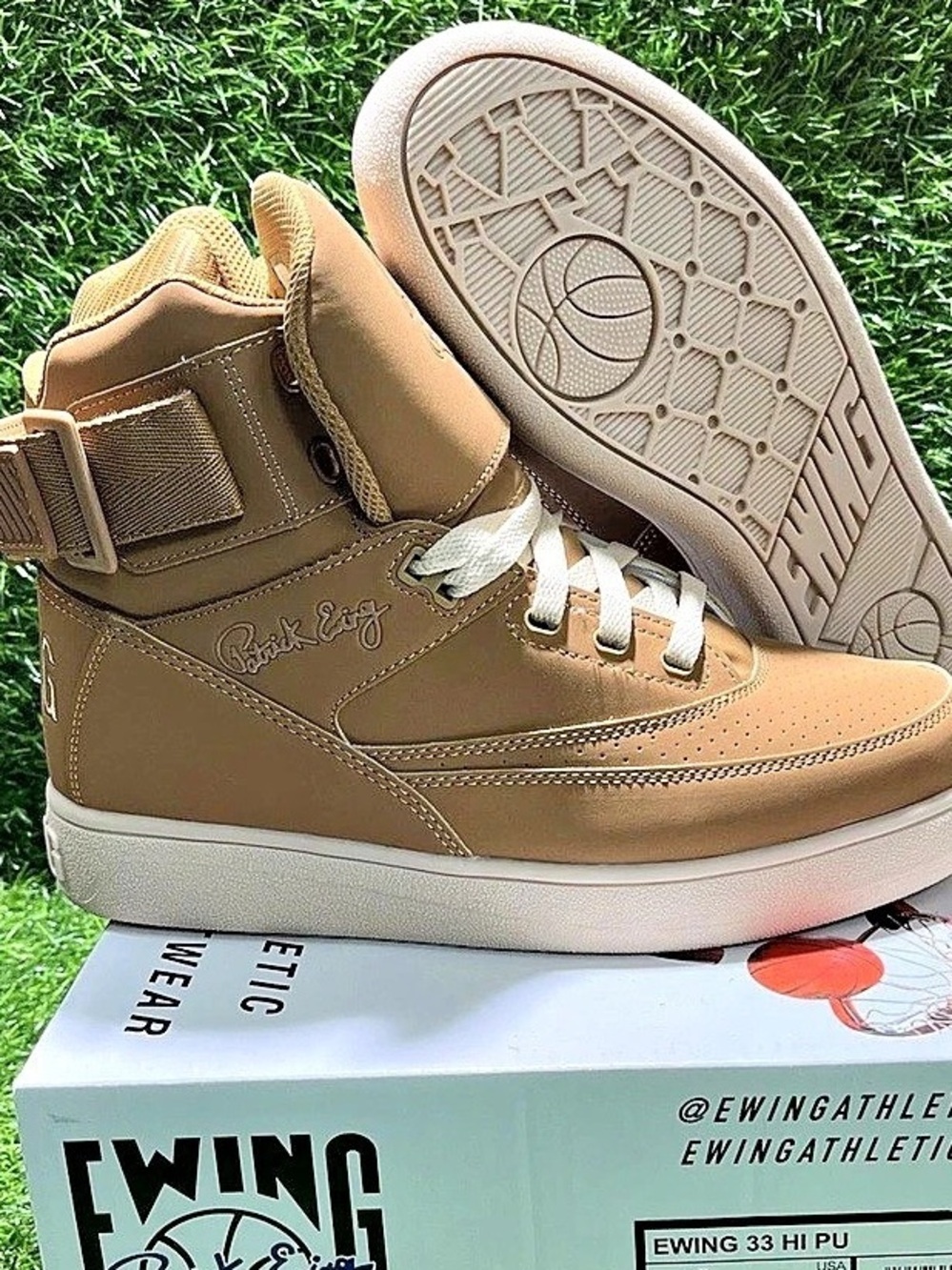 Ewing Athletics Ewing 33 Hi PU High-Top Sneakers Brown & White US 10.5M
